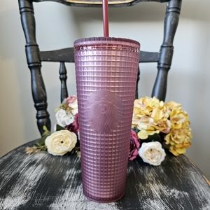 NWT 2023 Fall Dusty Rose Soft Touch Jelly Grid 24oz Cold Cup Starbucks Tumbler